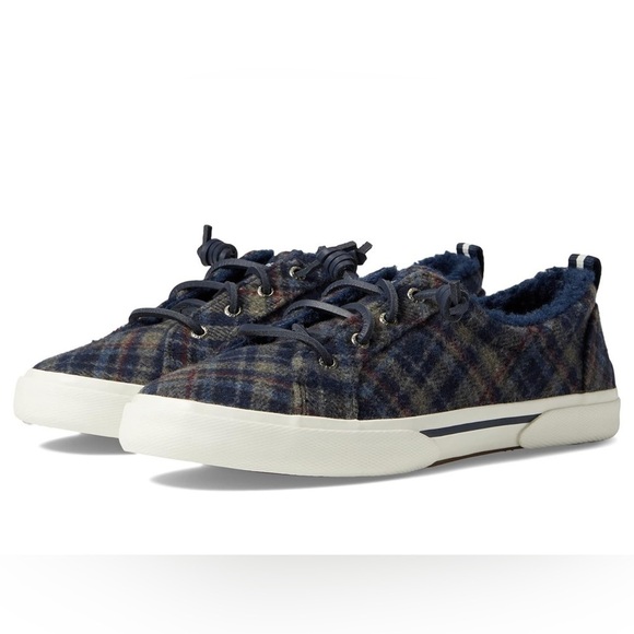 Sperry Pier Wave LTT Teddy Wool Boat Shoes in navy multi size 7 - Picture 2 of 15